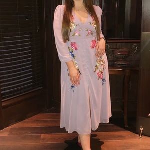 Lilac midi embroidered tea dress by Hope & Ivy